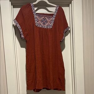 Burnt Orange Embroidered Women's Tunic/Dress